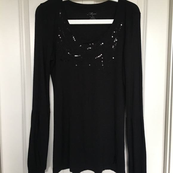 Embroidered & Sequined Black Top 100% Viscose - Picture 2 of 8